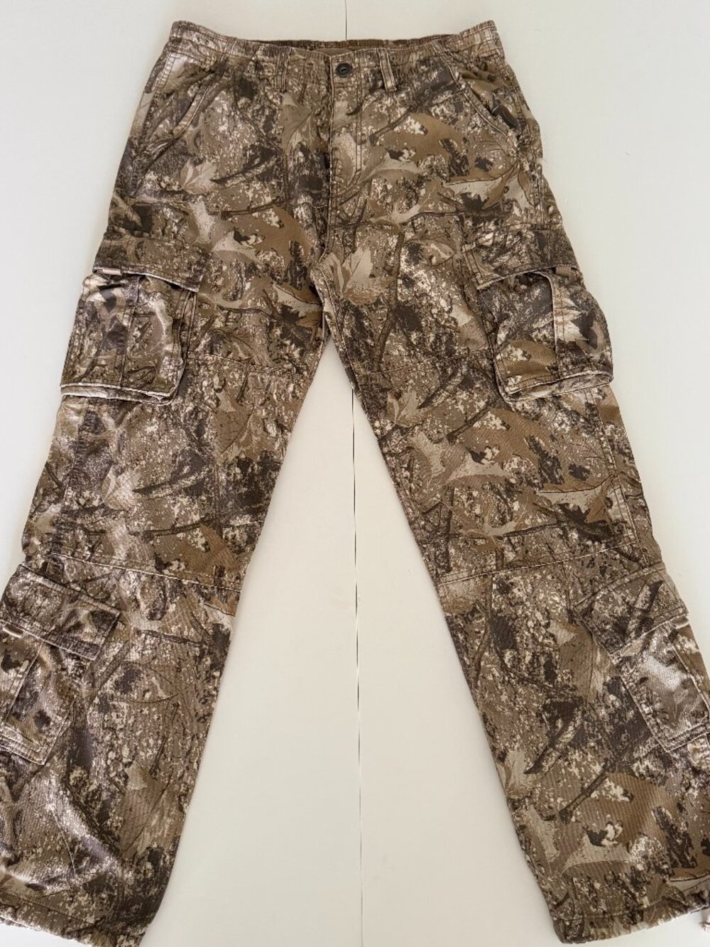 Aeropostale Mens Baggy Cargo Pants Brown Leaf Camo Skater Y2K Utility Gorpcore